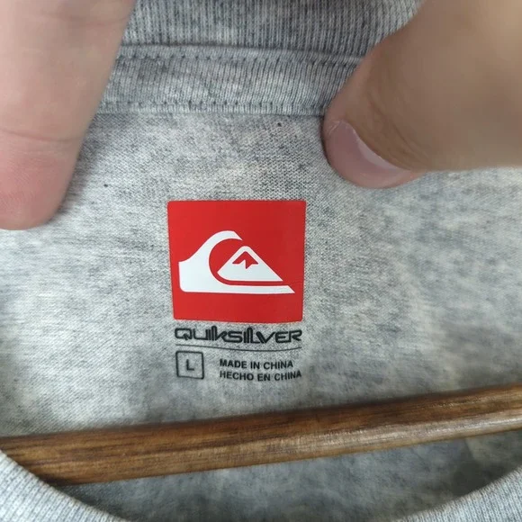 Quiksilver Mens T-Shirt Tee Mens L Heather Gray Surf Beach Graphic Short Sleeve - Picture 6 of 12